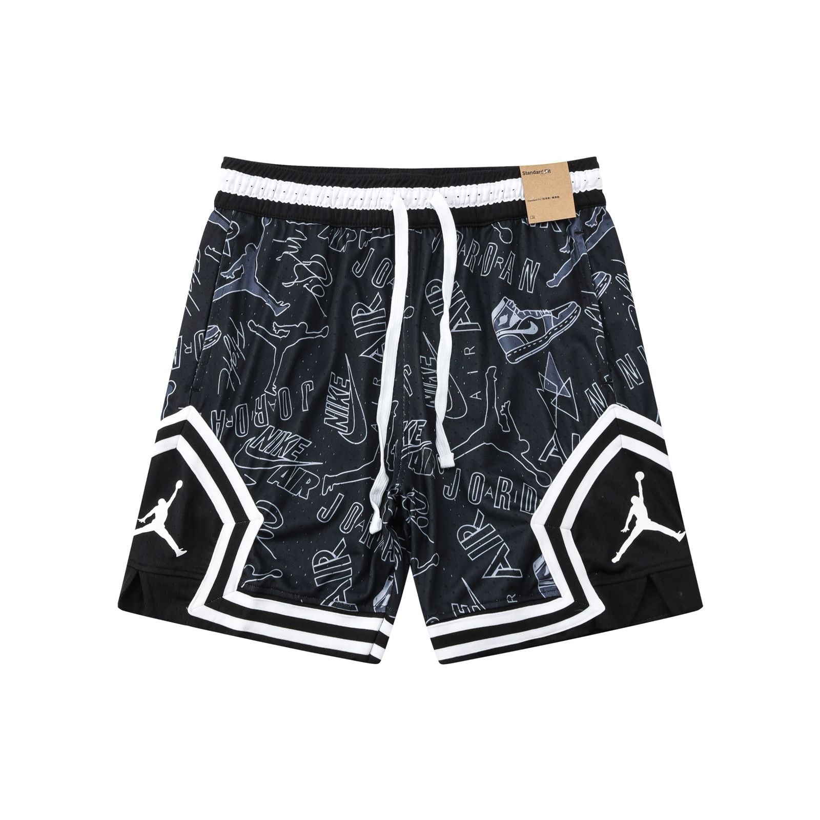 SHORT BASQUETBOL RISE DIAMOND BLACK AND WHITE