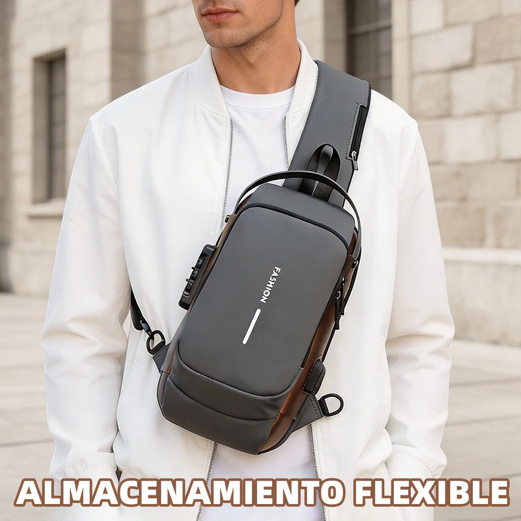 Bolso Bandolera Antirrobo Impermeable con Candado y Puerto USB.