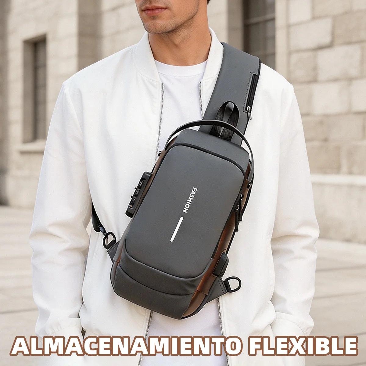 Bolso Bandolera Antirrobo Impermeable con Candado y Puerto USB.